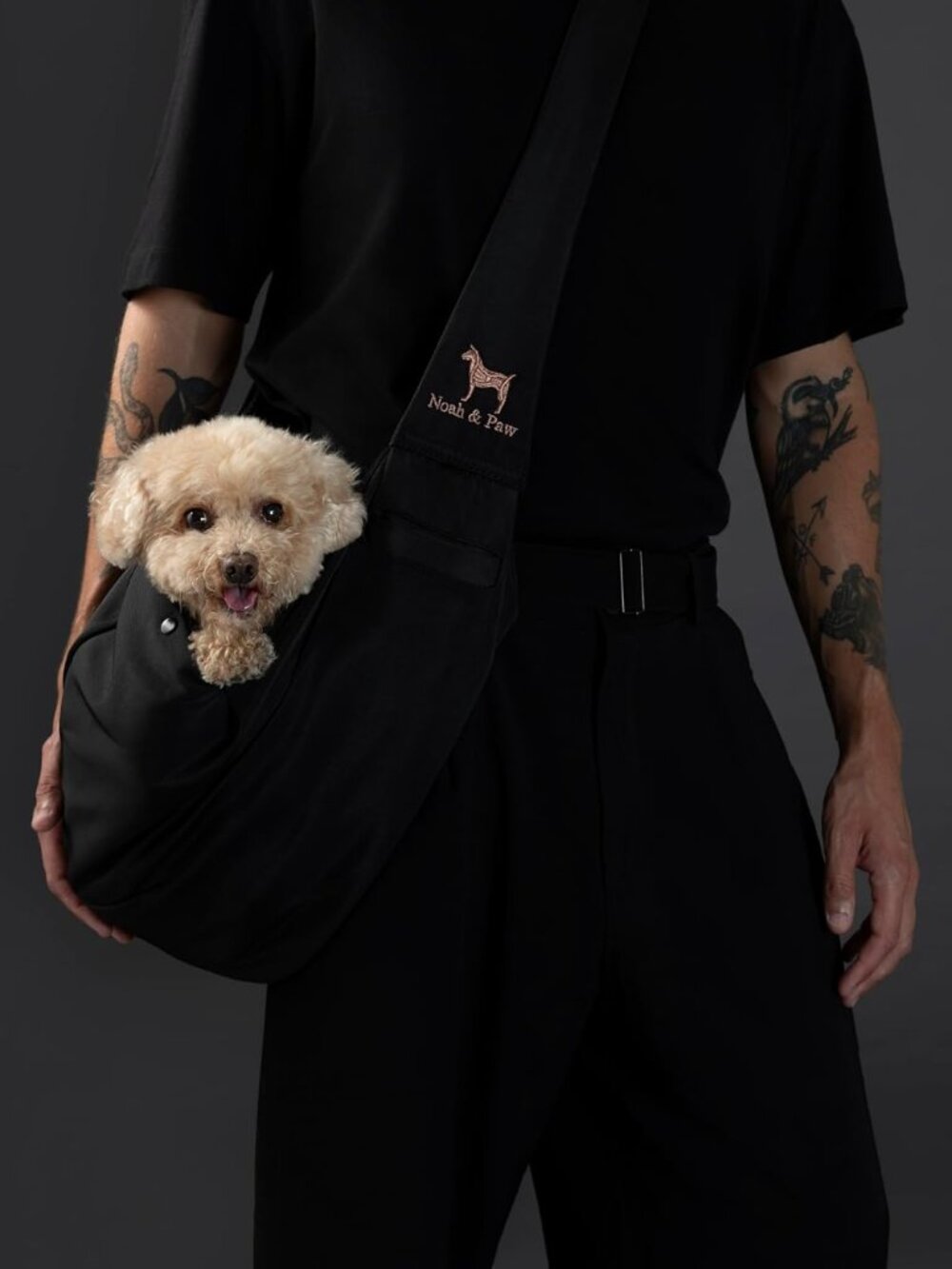 Noah & Paw Dog Sling Carrier Black for Small Dogs & Cats